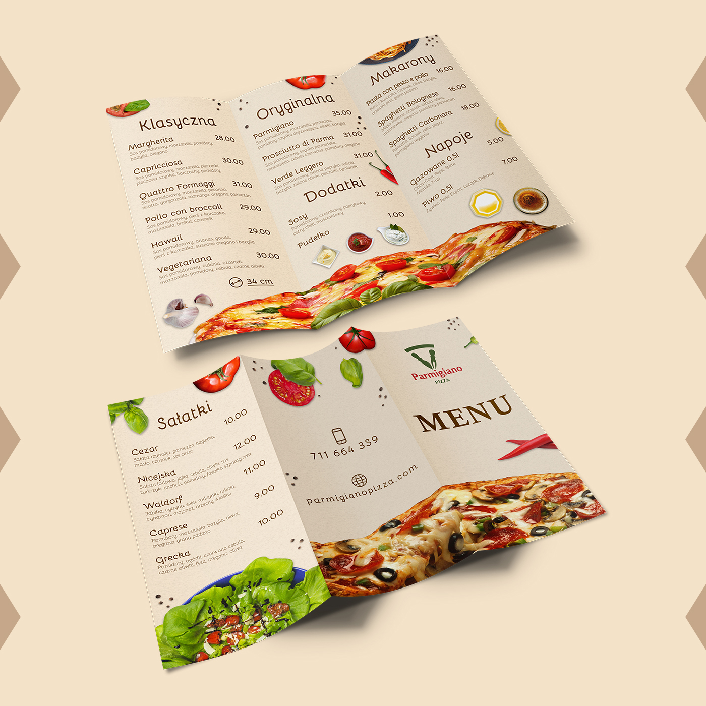 menu i logo pizzerii